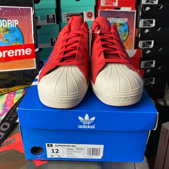 🆕 - Adidas Superstar 80's - Red/Cream - Many Size - Picture 2 of 8